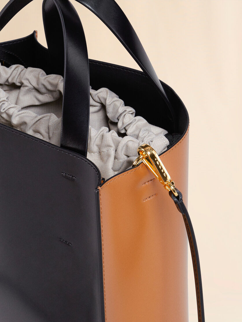 MUSEO SMALL BAG IN BROWN AND BLACK LEATHER - 4