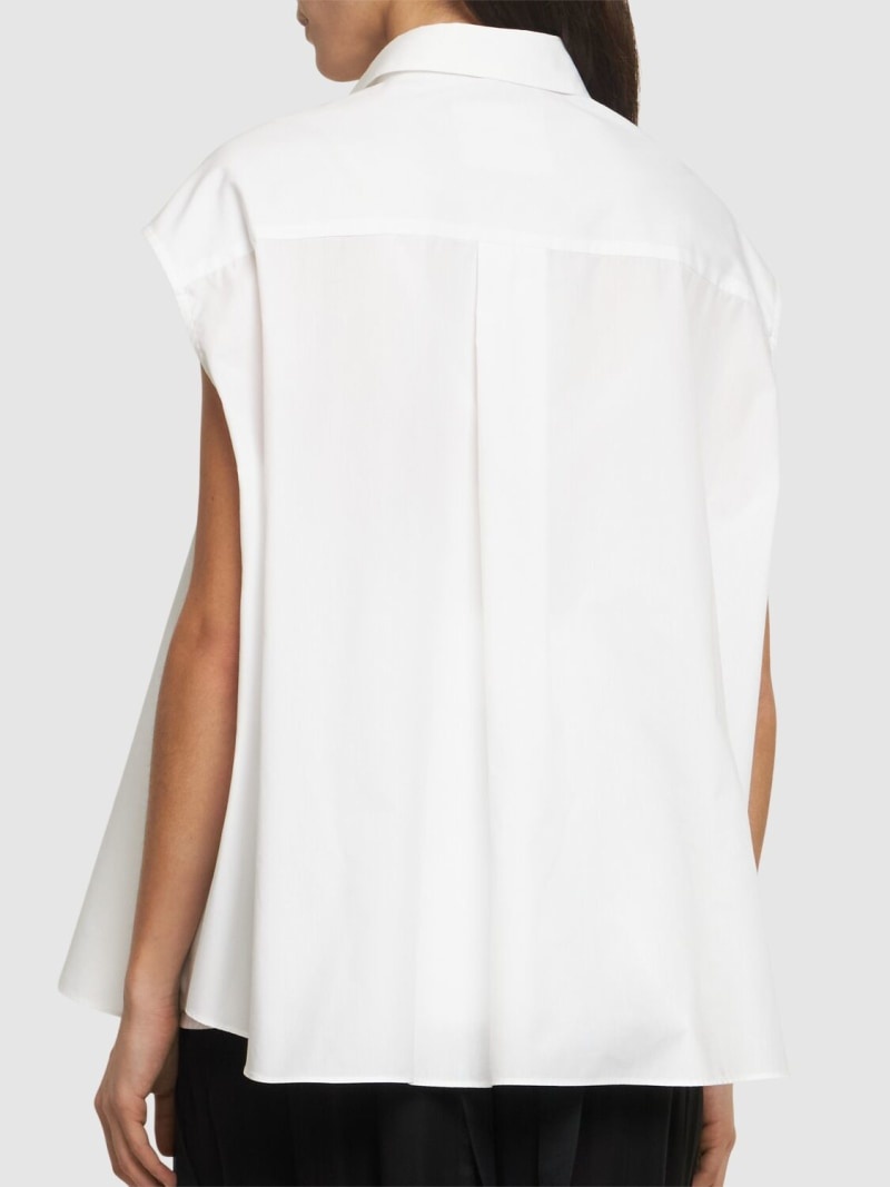 Cotton blend poplin sleeveless shirt - 3