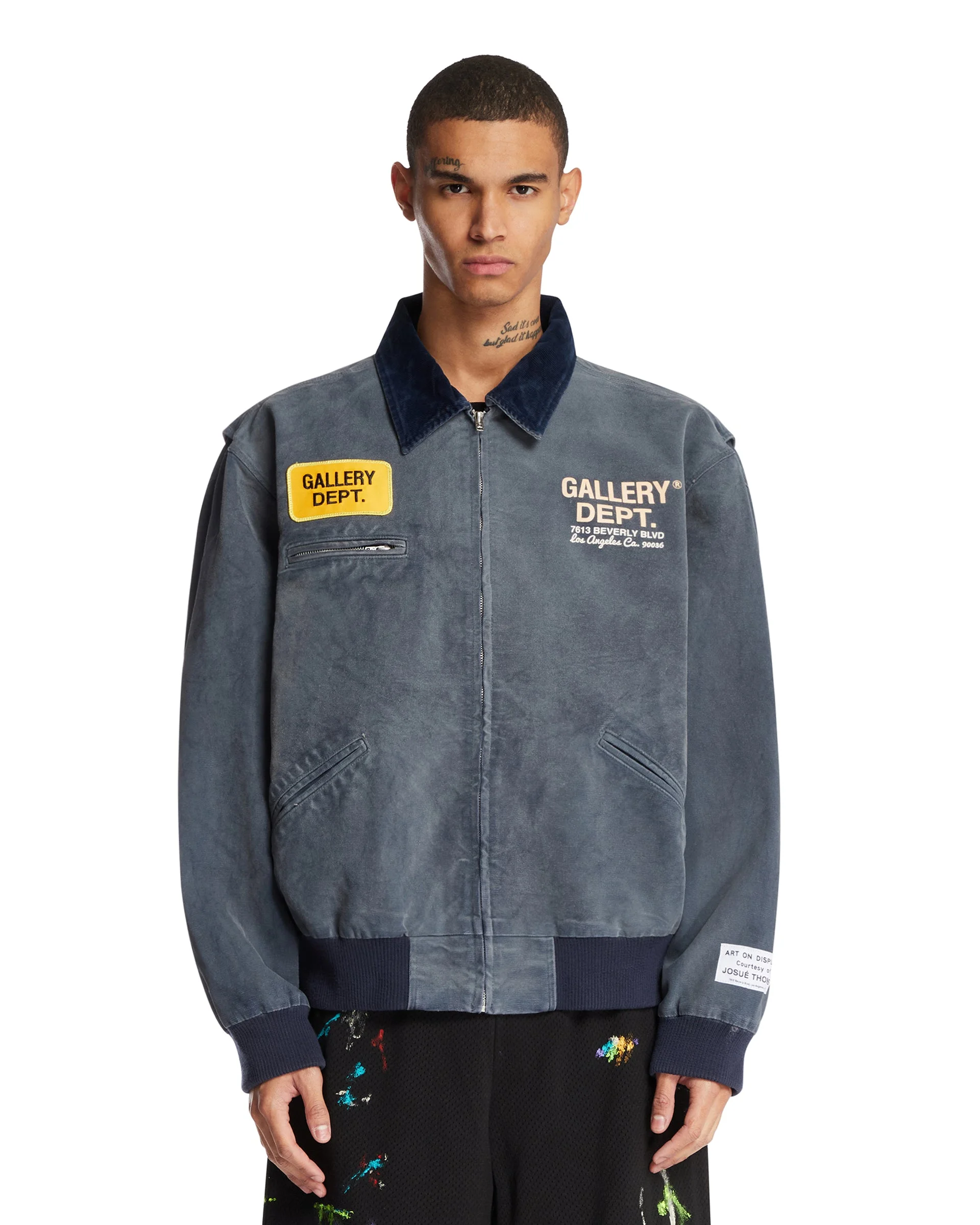 Blue Cotton Bomber Jacket - 1