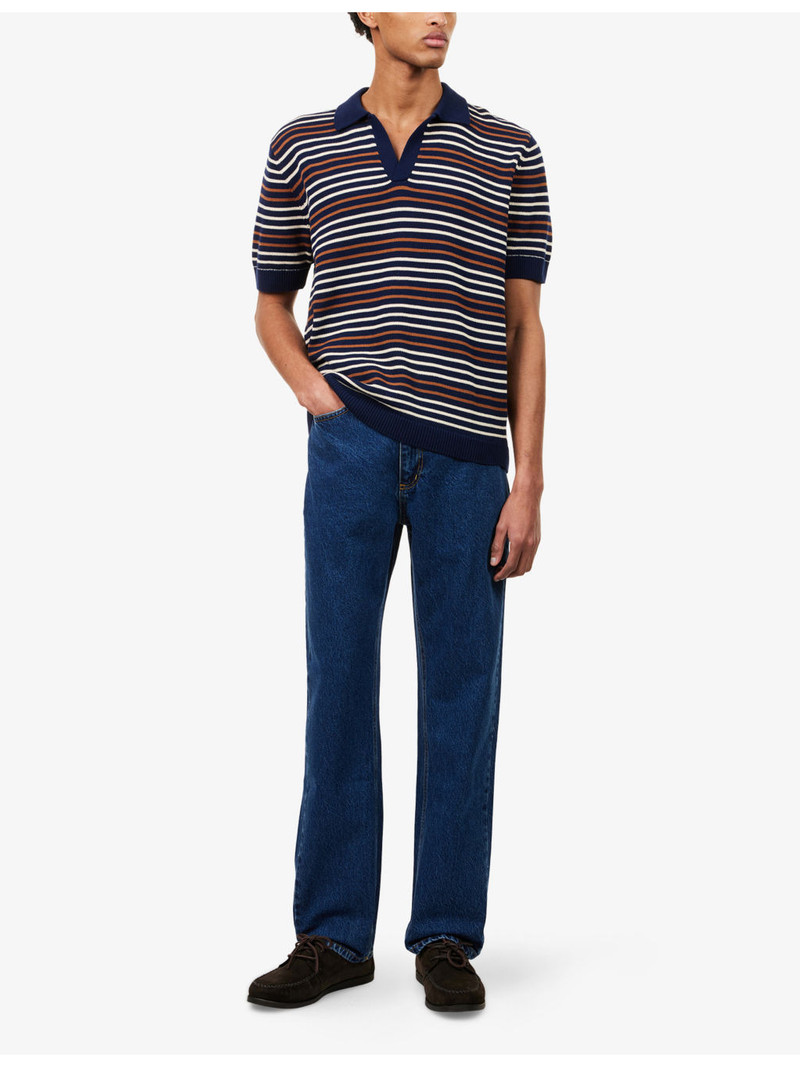 PERCIVAL Douglas Boxy-Knit Cotton Polo Shirt outlook