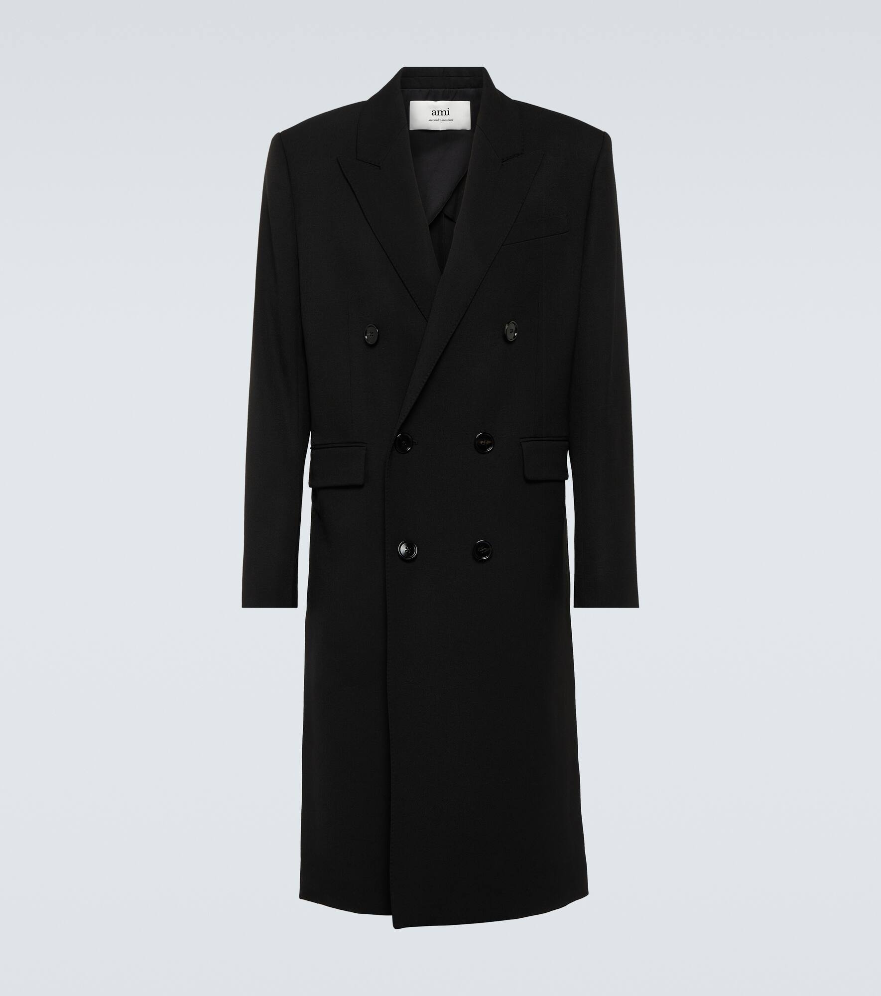 Double-breasted wool coat - 1