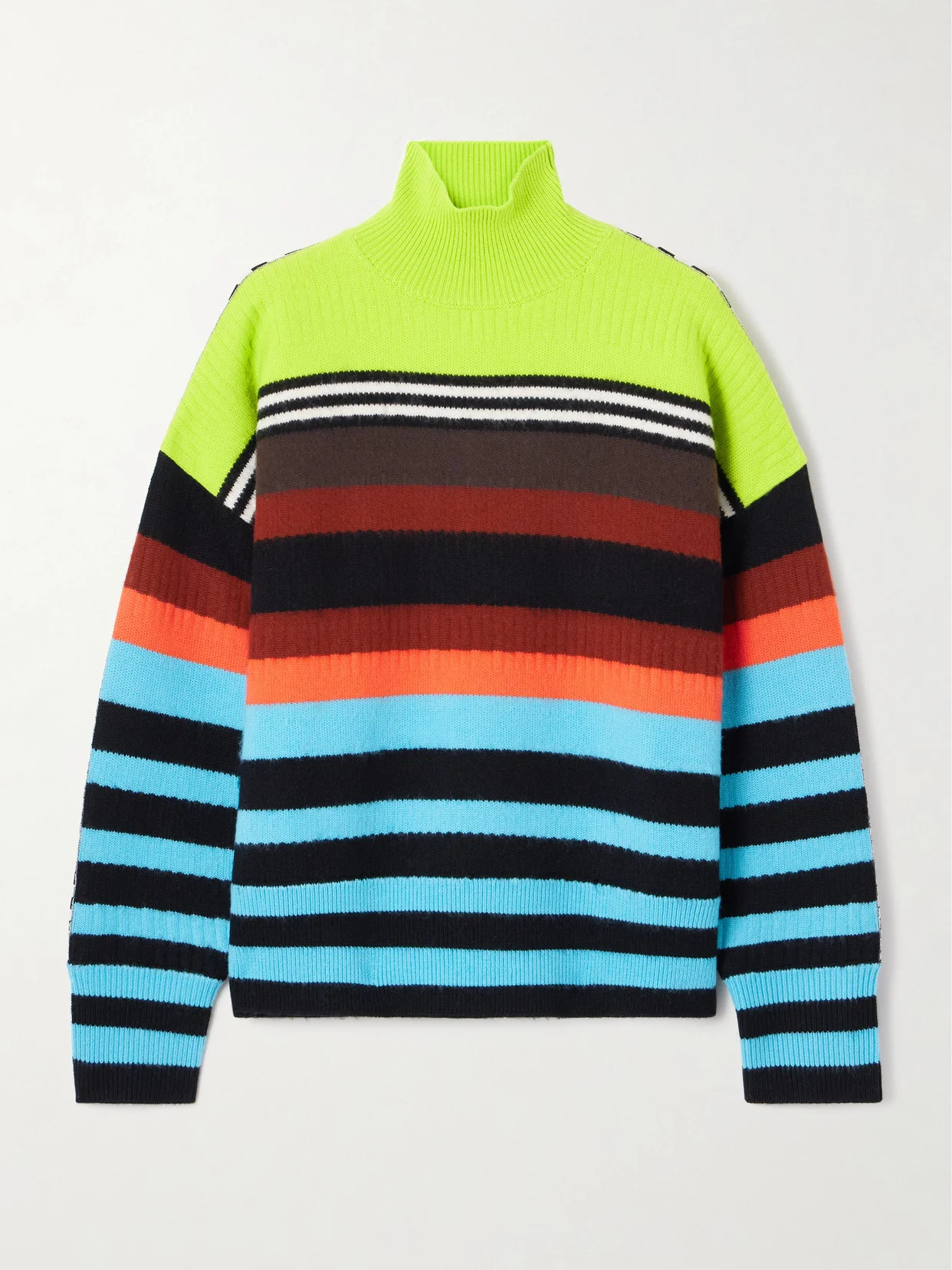 Striped Ribbed Wool-blend Turtleneck Sweater - 1