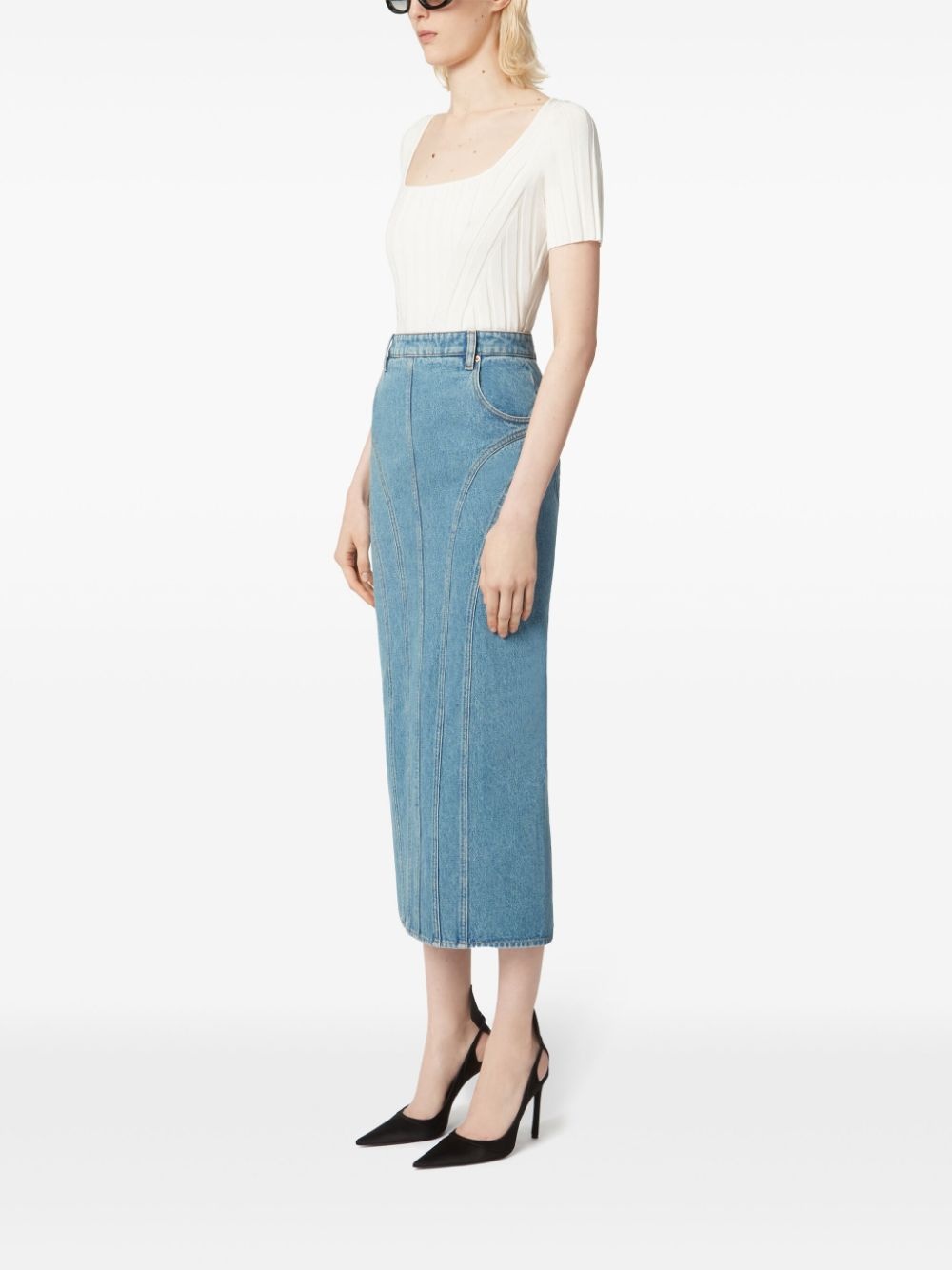 panelled denim skirt - 3