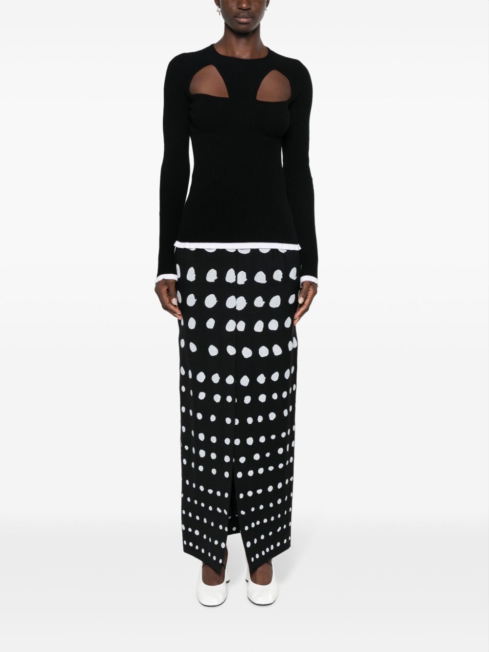 logo-intarsia cut-out jumper - 2