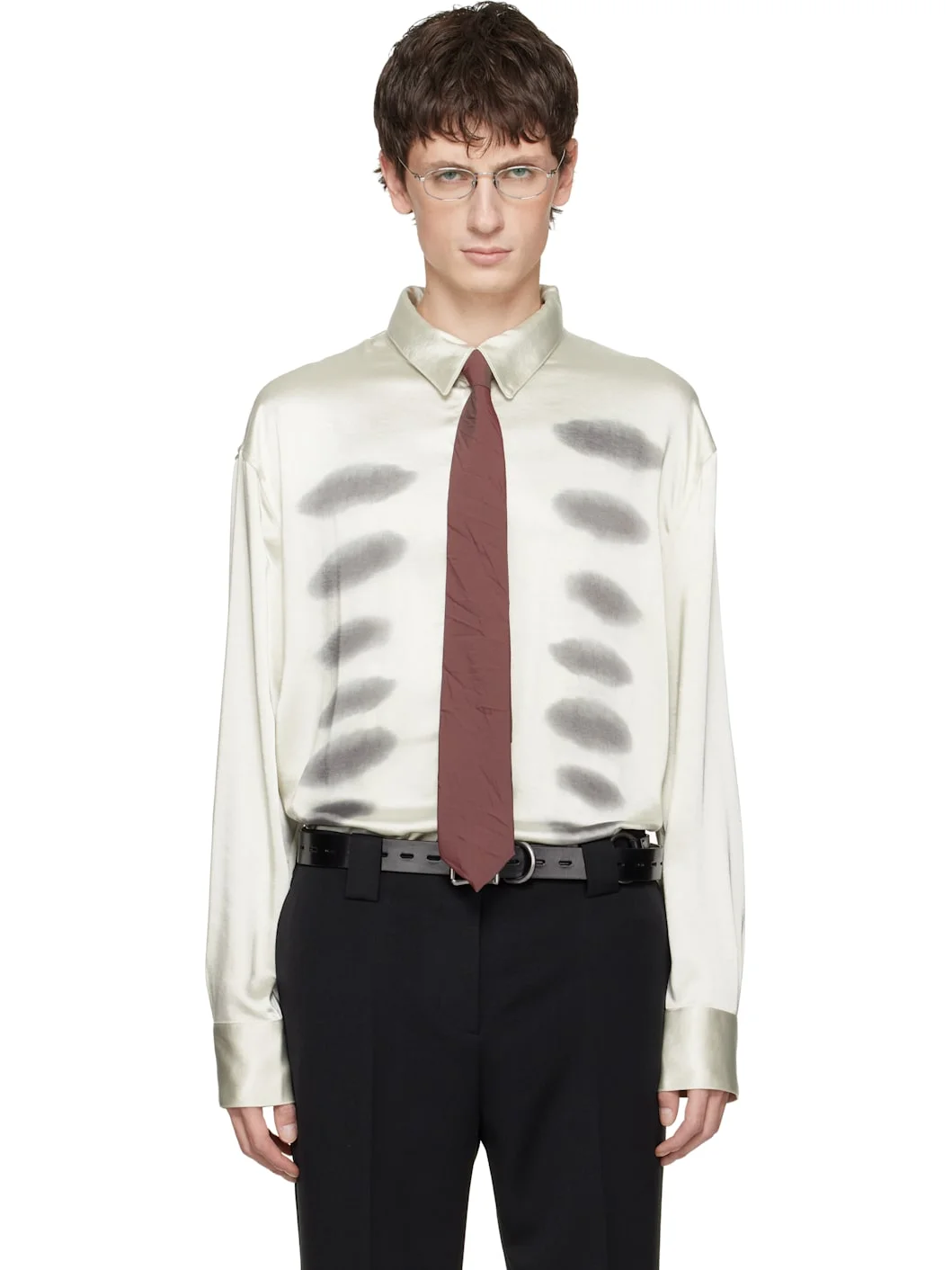 Off-White X-Ray Printed Satin Button-Up Shirt - 1