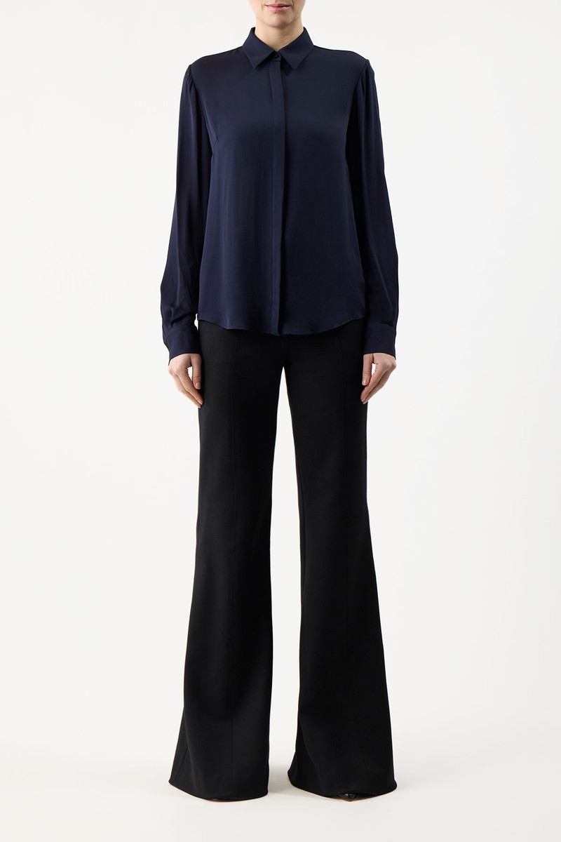 GABRIELA HEARST Henri Blouse in Dark Navy Silk Cashmere outlook