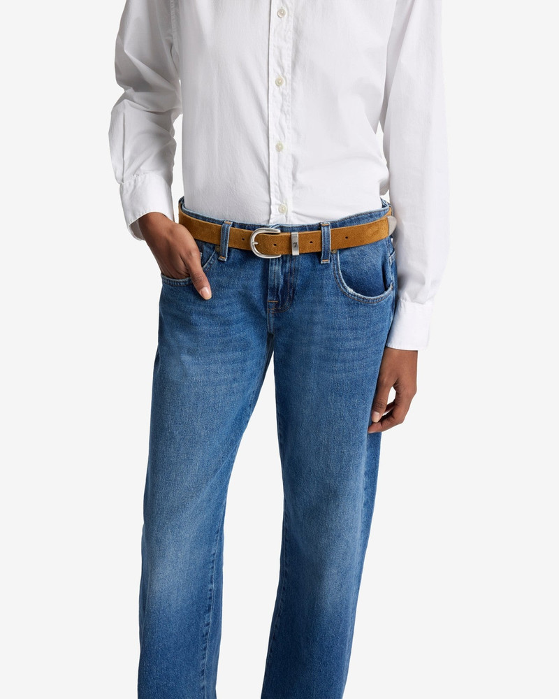 7 For All Mankind Western Italian Suede Belt in Beige outlook