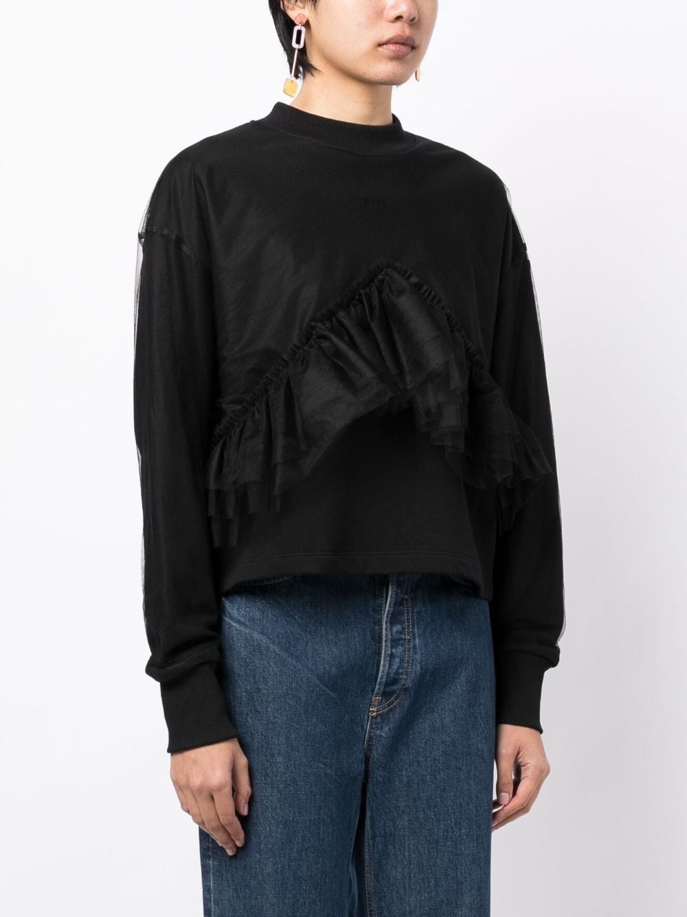 ruffled cotton sweatshirt - 3