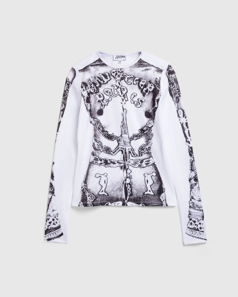 Jean Paul Gaultier – Long-Sleeve Gaultier Paris Top White/Black 1