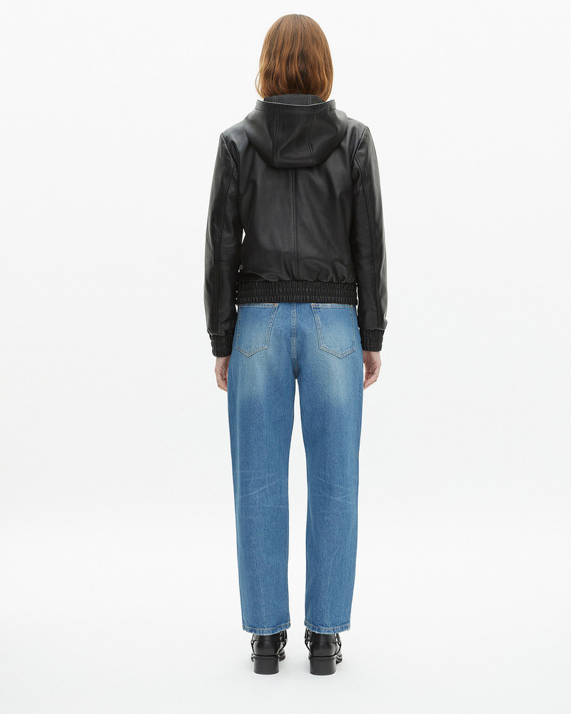 BLACK LEATHER HOODED JACKET 3