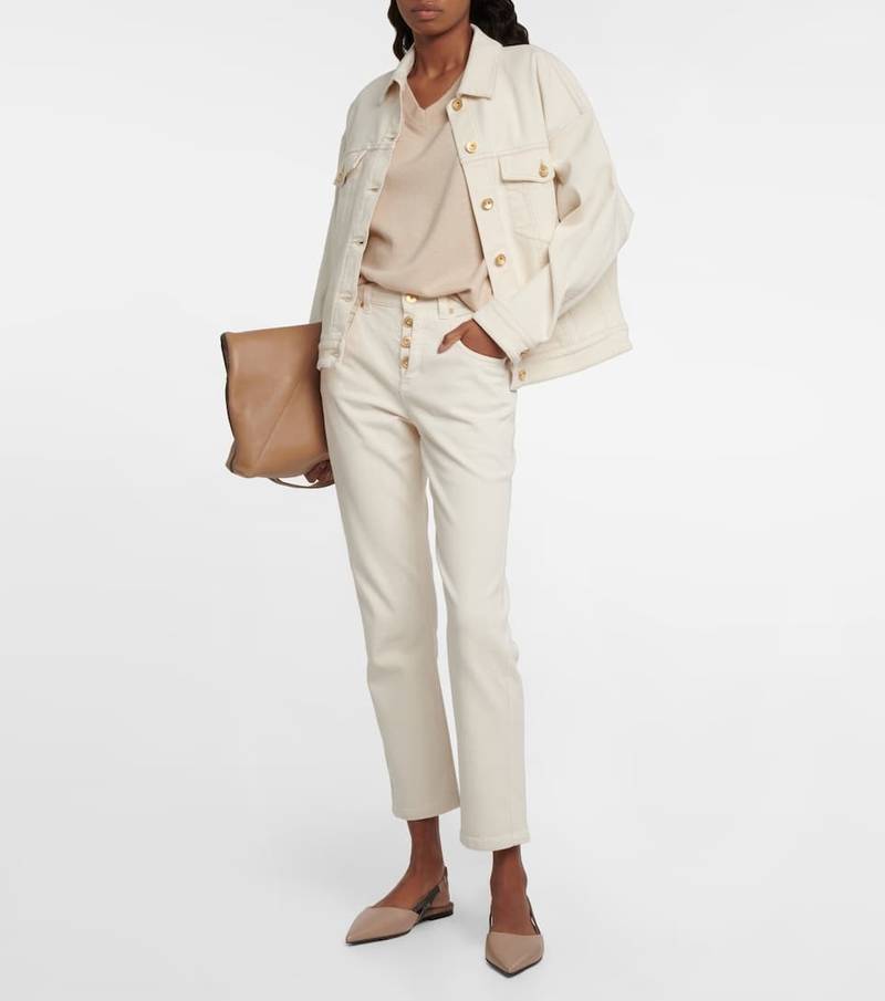 Brunello Cucinelli Embellished leather slingback flats outlook