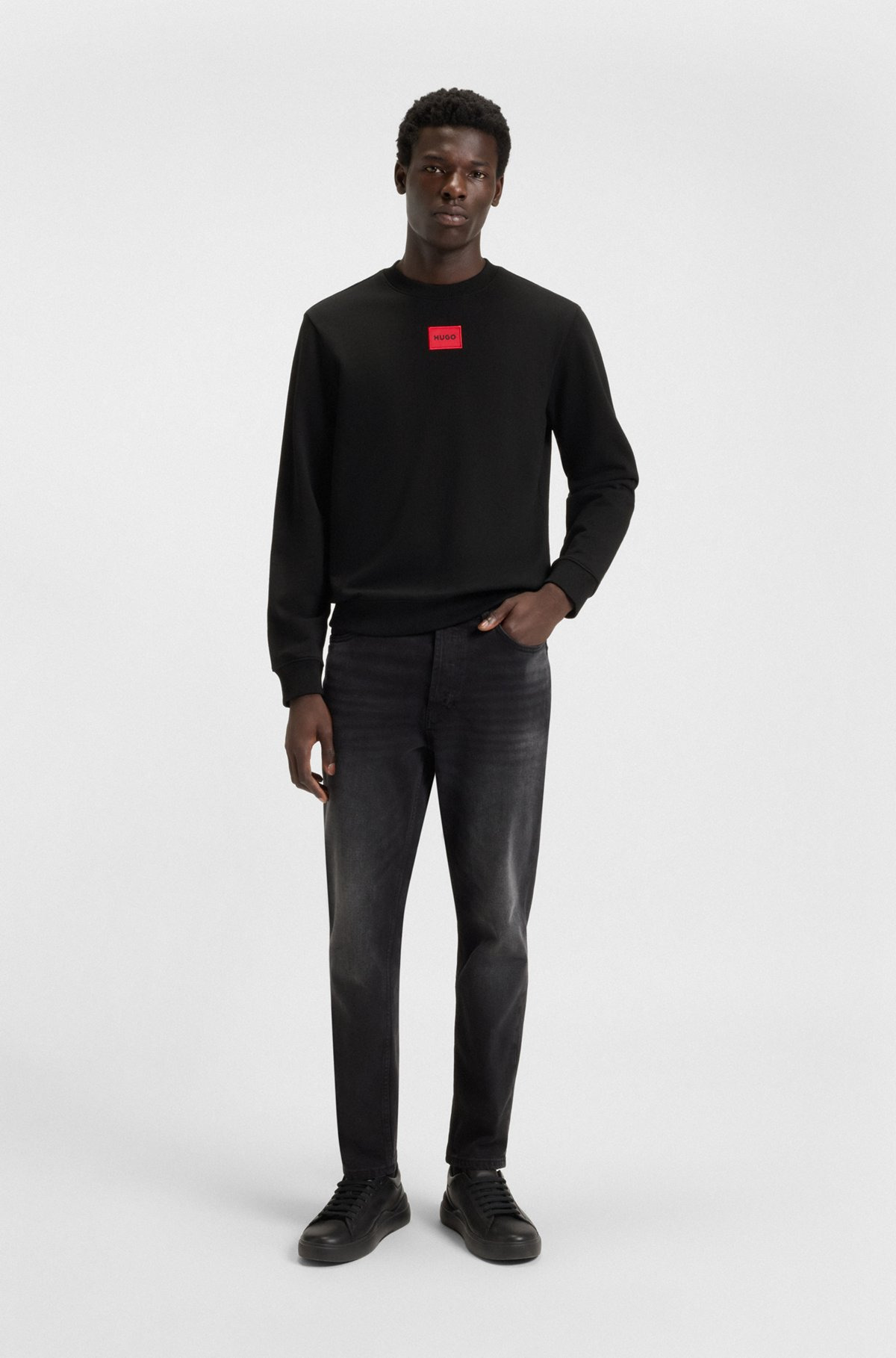 COTTON-TERRY REGULAR-FIT SWEATSHIRT WITH LOGO LABEL - 4