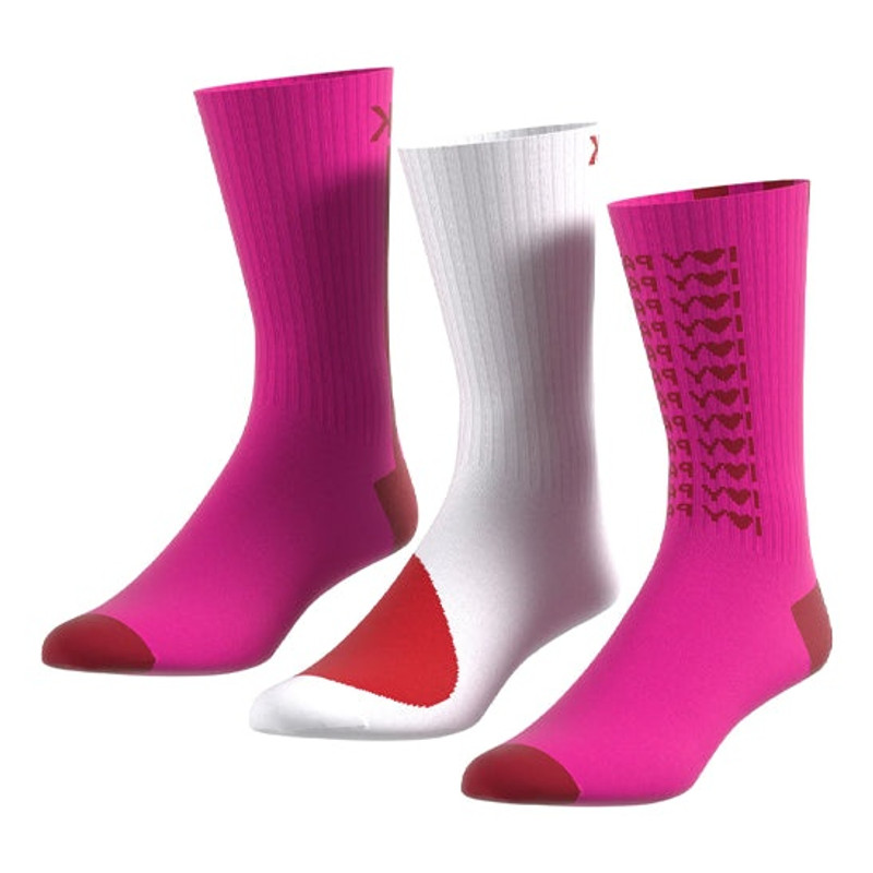 adidas Contrasting Colors Logo Jacquard Socks Couple Style 3 Pairs Pink / White / Red Brown HI3856 1