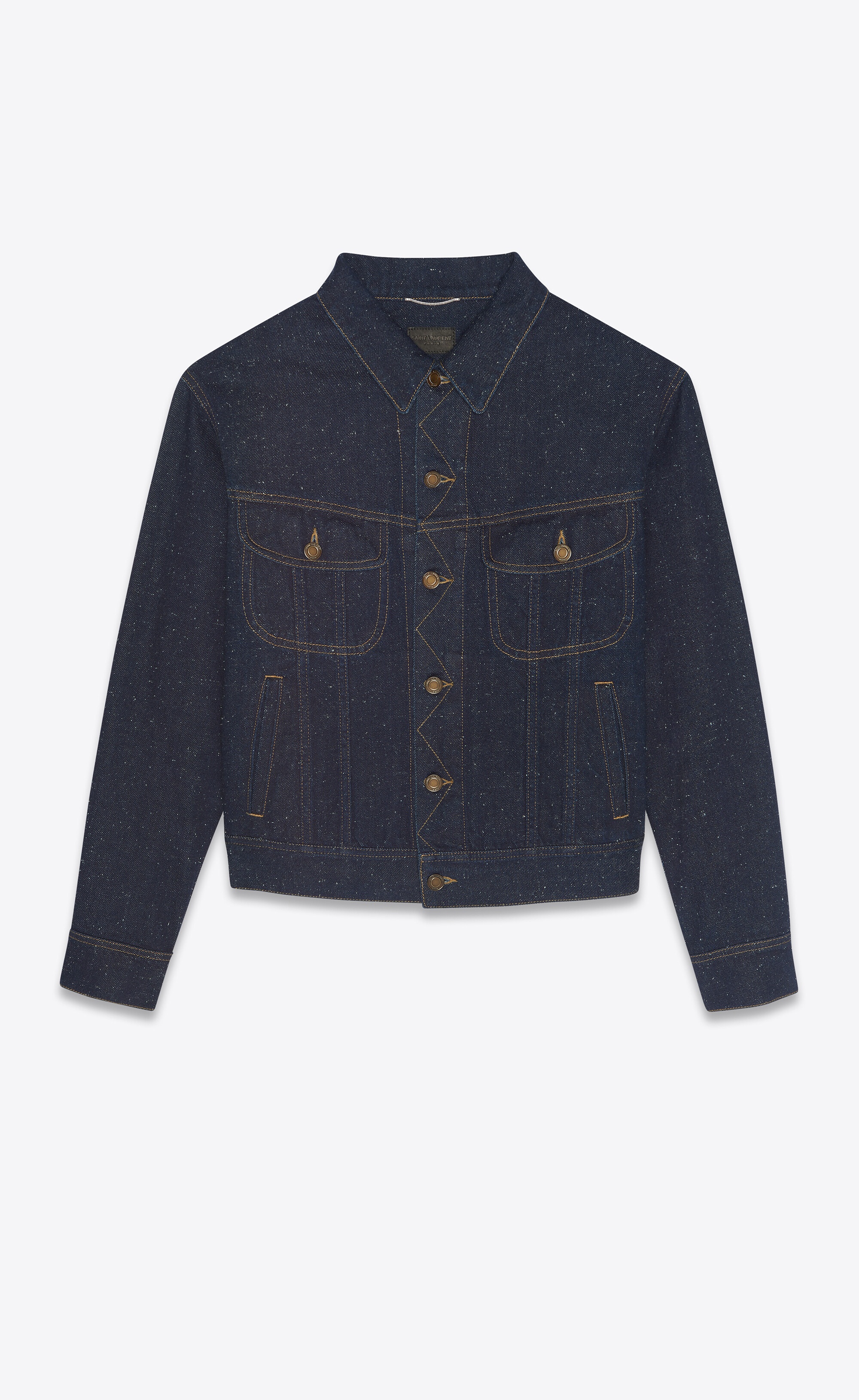 80's jacket in speckled dark stonewash denim - 1