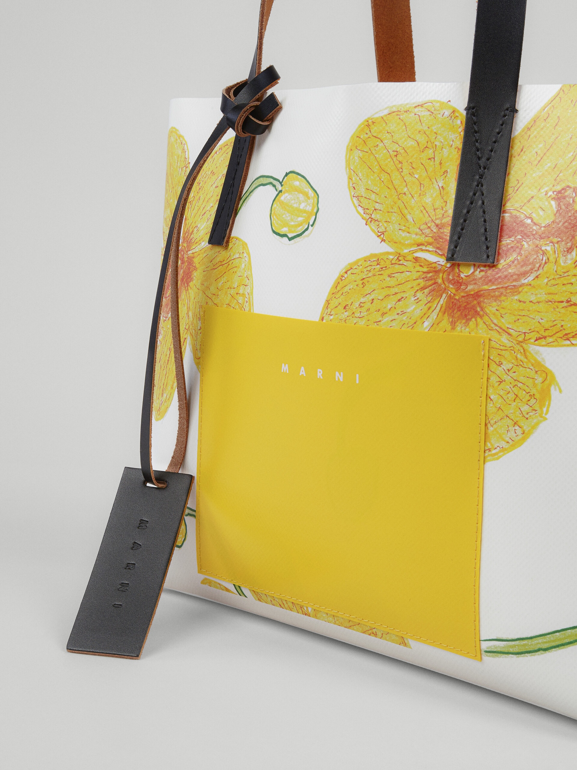 ORCHIDS PRINT YELLOW SHOPPING BAG - 4