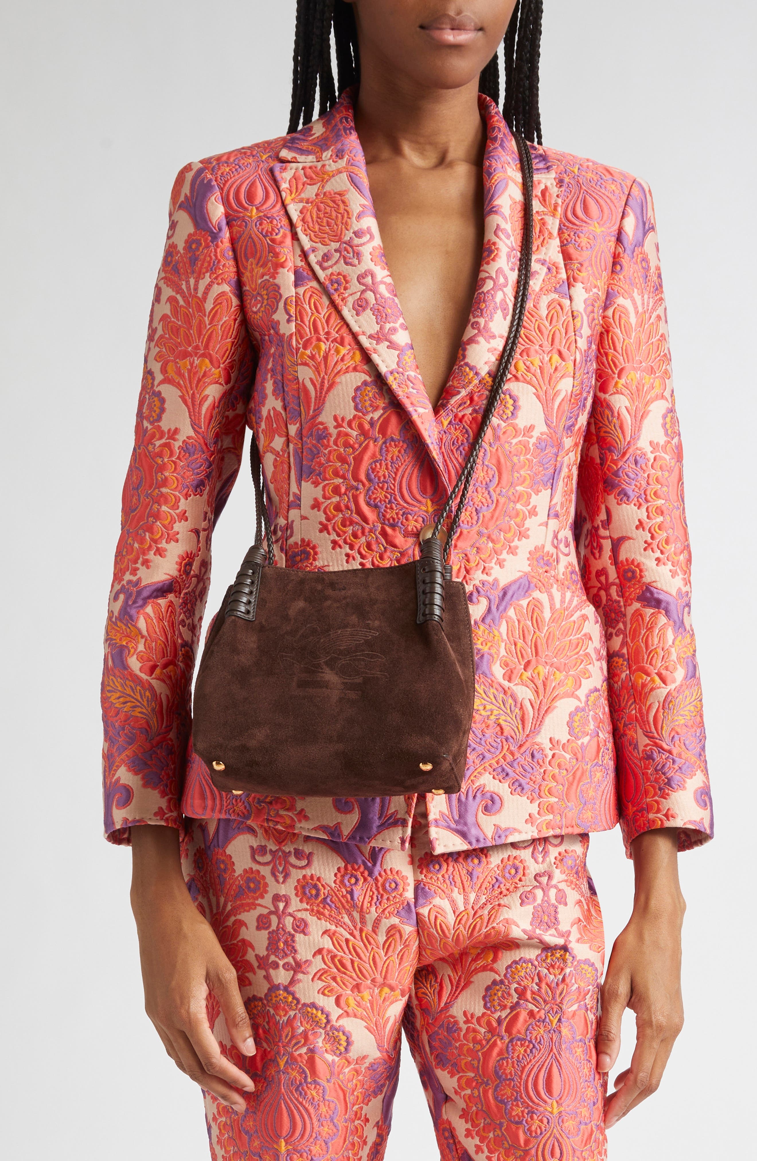 Etro Extra Small Libra Suede Crossbody Bag in M0406 Dark Brown at Nordstrom - 3
