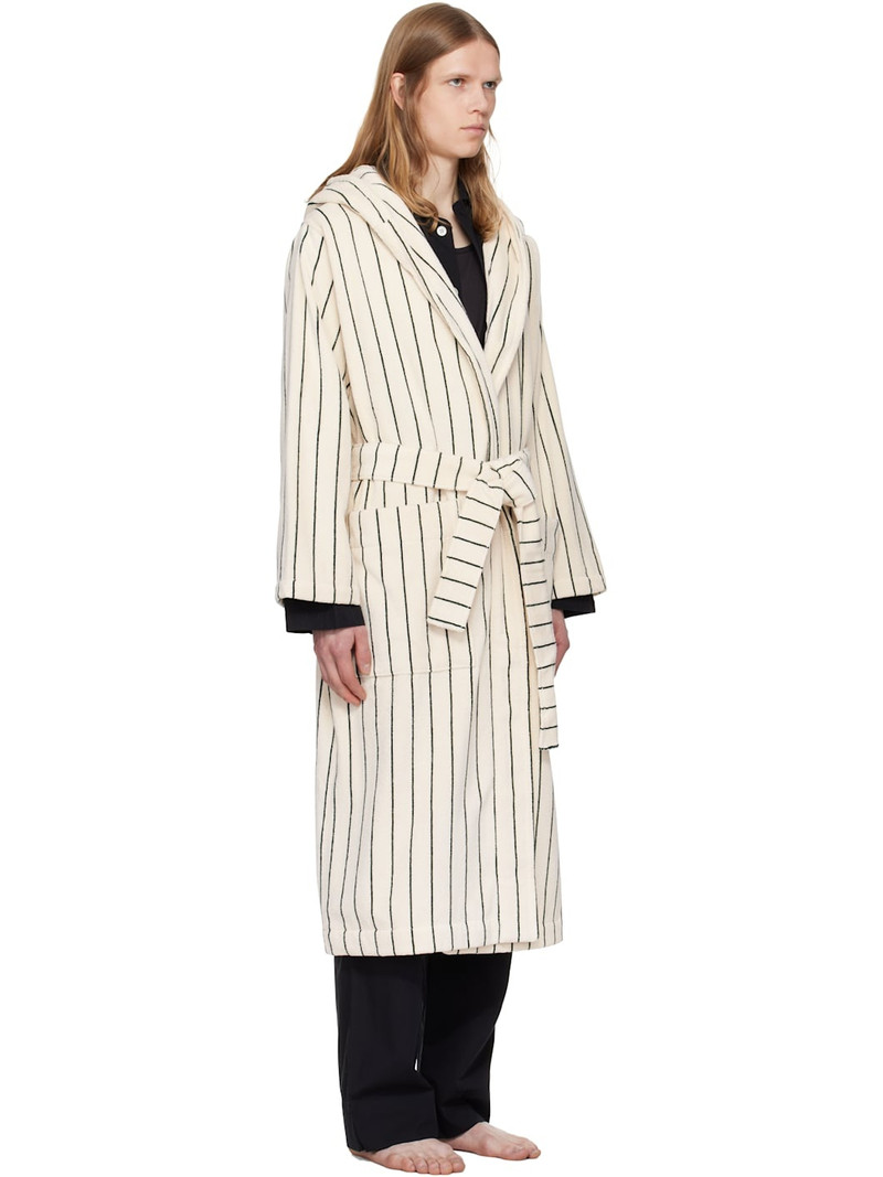 Off-White & Green Terry Hooded Bathrobe 2