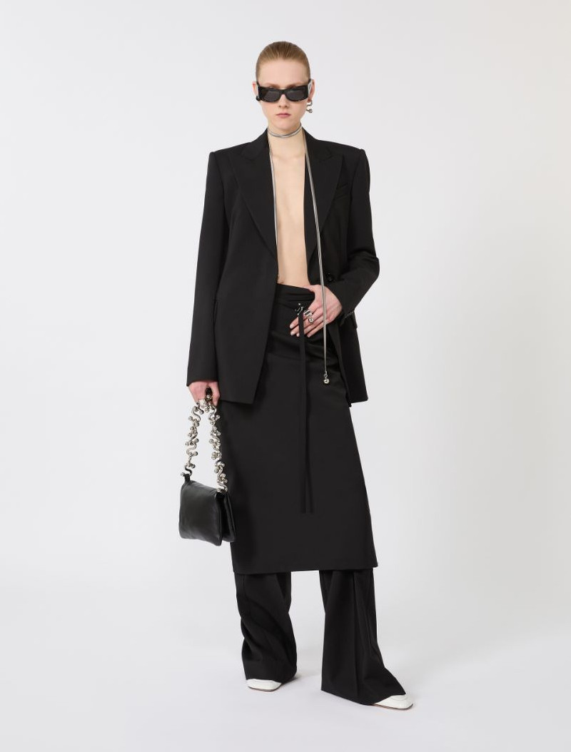 Sportmax Natural stretch pure wool tailored blazer - black outlook