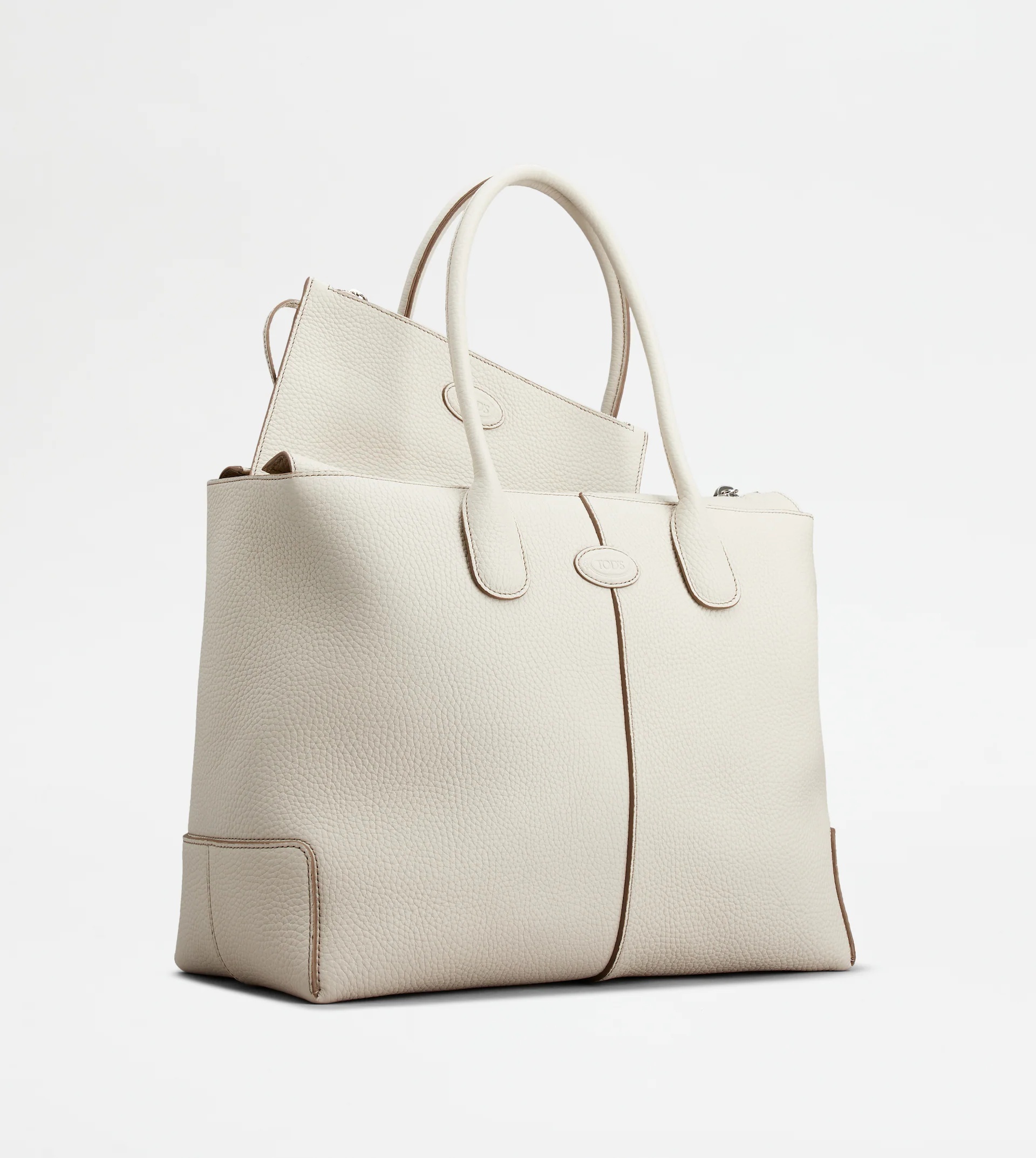 TOD'S DI BAG IN LEATHER LARGE - OFF WHITE - 3