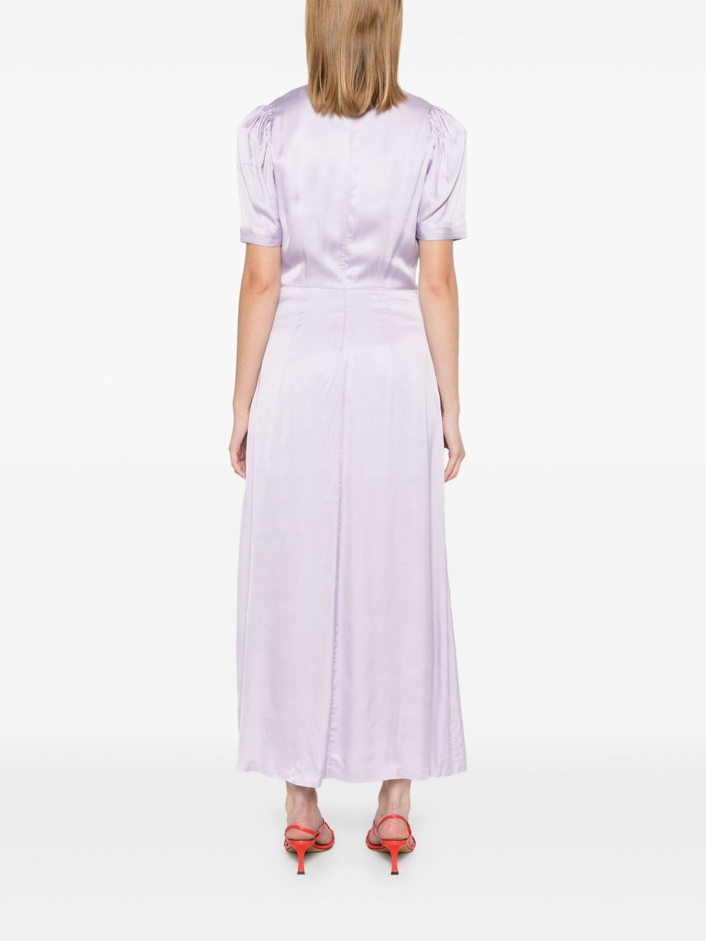 satin V-neck midi dress - 4