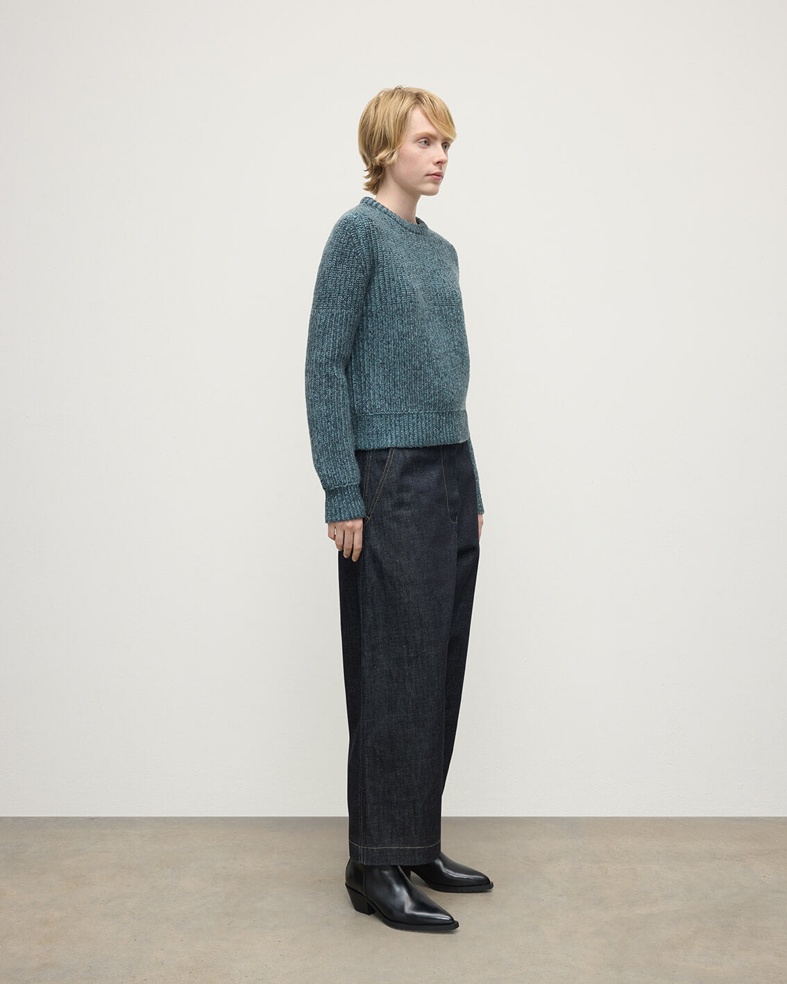 High Neck Donegal Cashmere Blue Jumper - 3