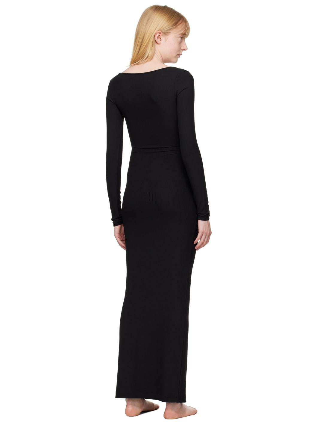 Black Soft Lounge Long Sleeve Maxi Dress - 3