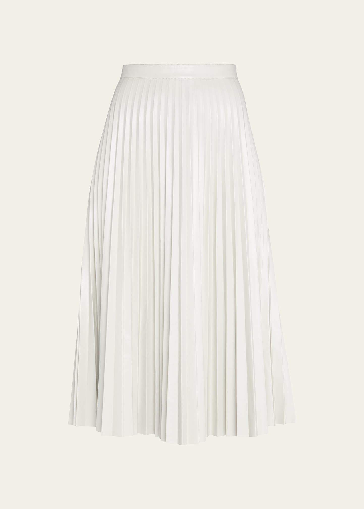 Pleated Vegan Leather Midi Skirt - 1