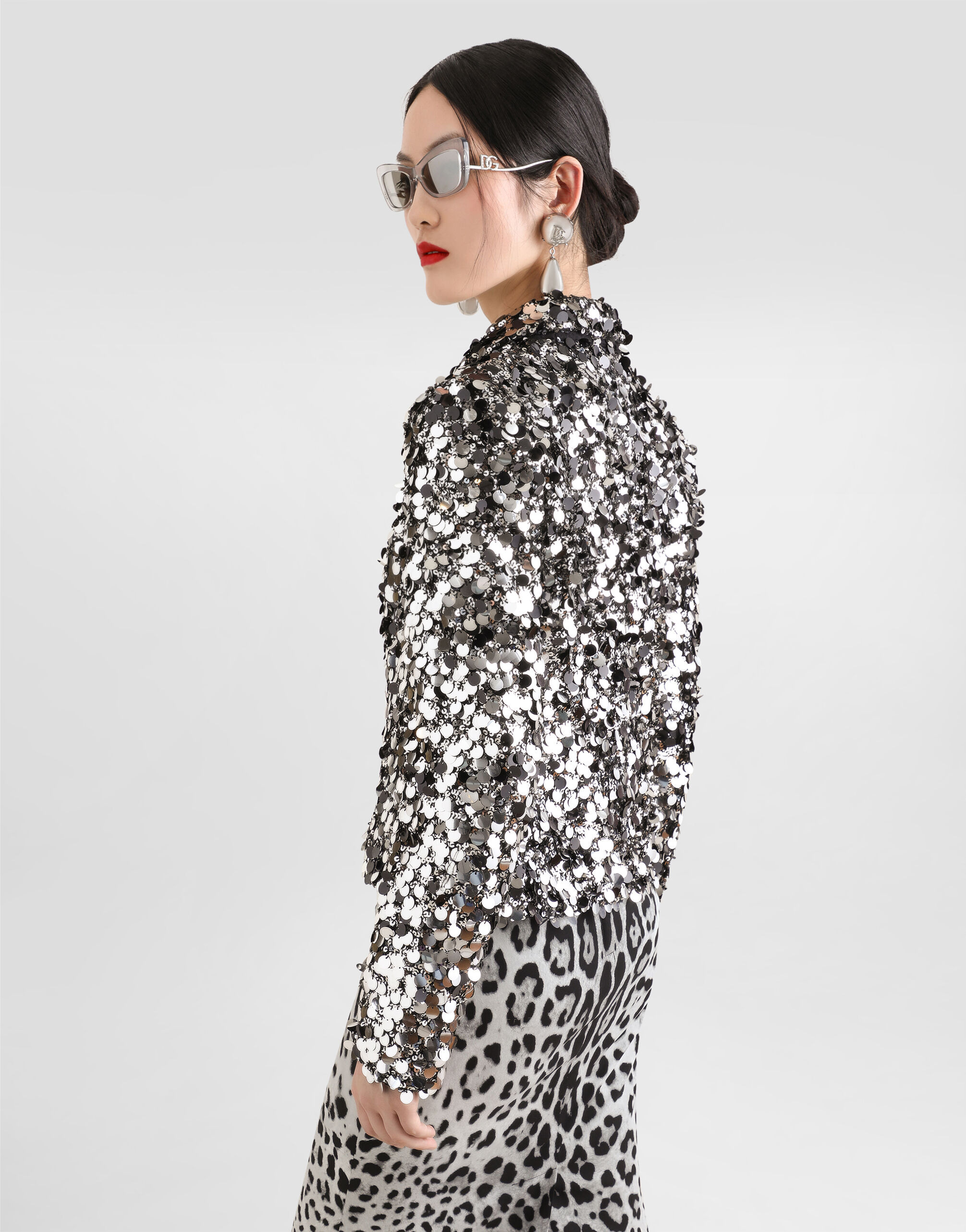 Short single-breasted jacket with sequin embellishment - 5
