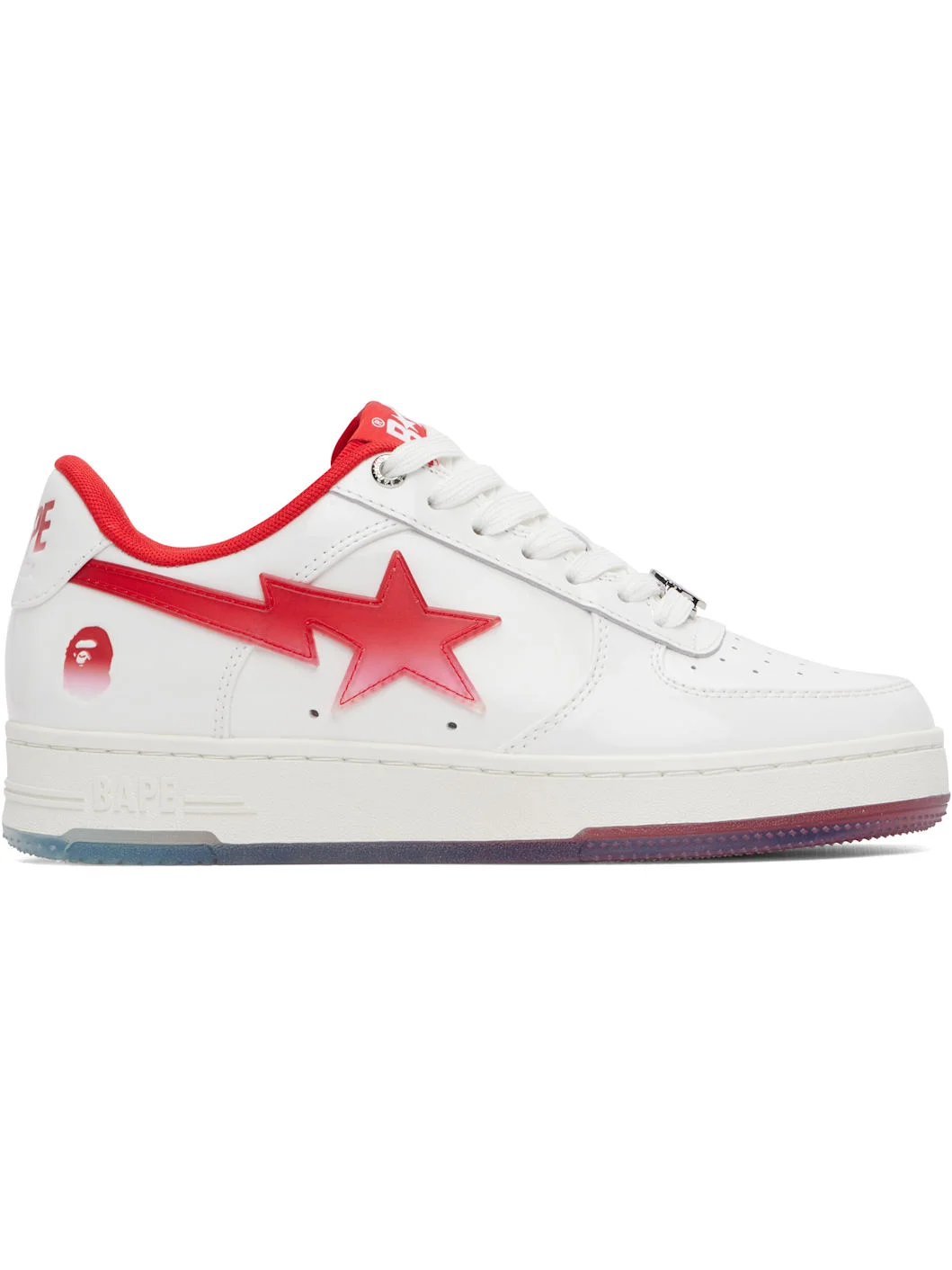 White & Red BAPE Sta #4 Sneakers - 1