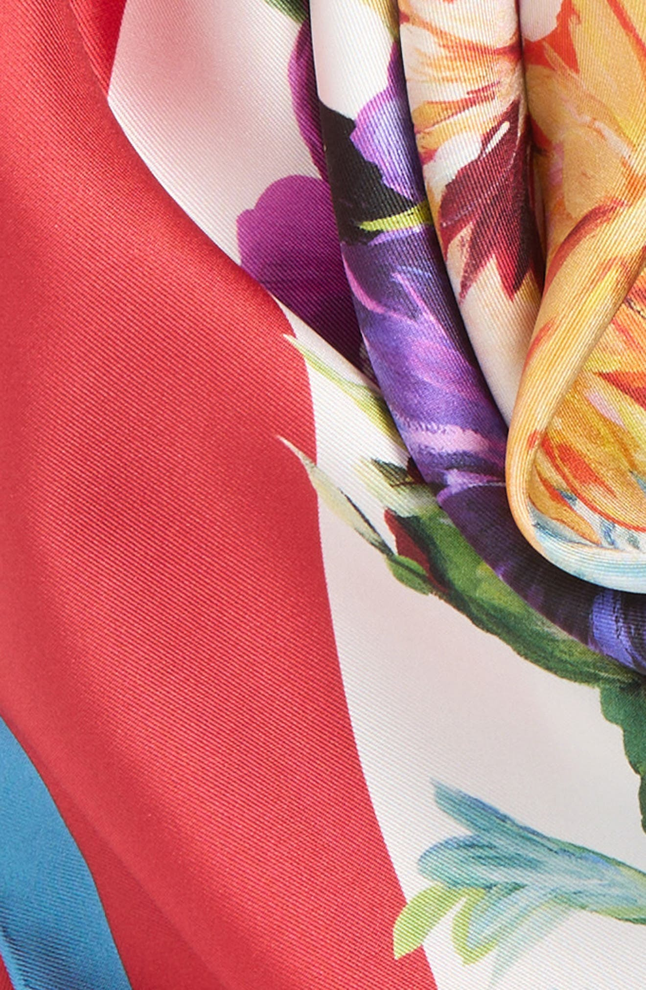 Dolce&Gabbana Floral Print Silk Twill Square Scarf in Hs5Pc B.fiori Cret.b/Rosso at Nordstrom - 4