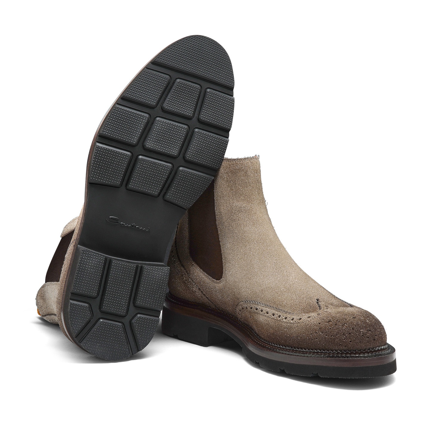 Men’s natural suede Chelsea brogue boot - 3