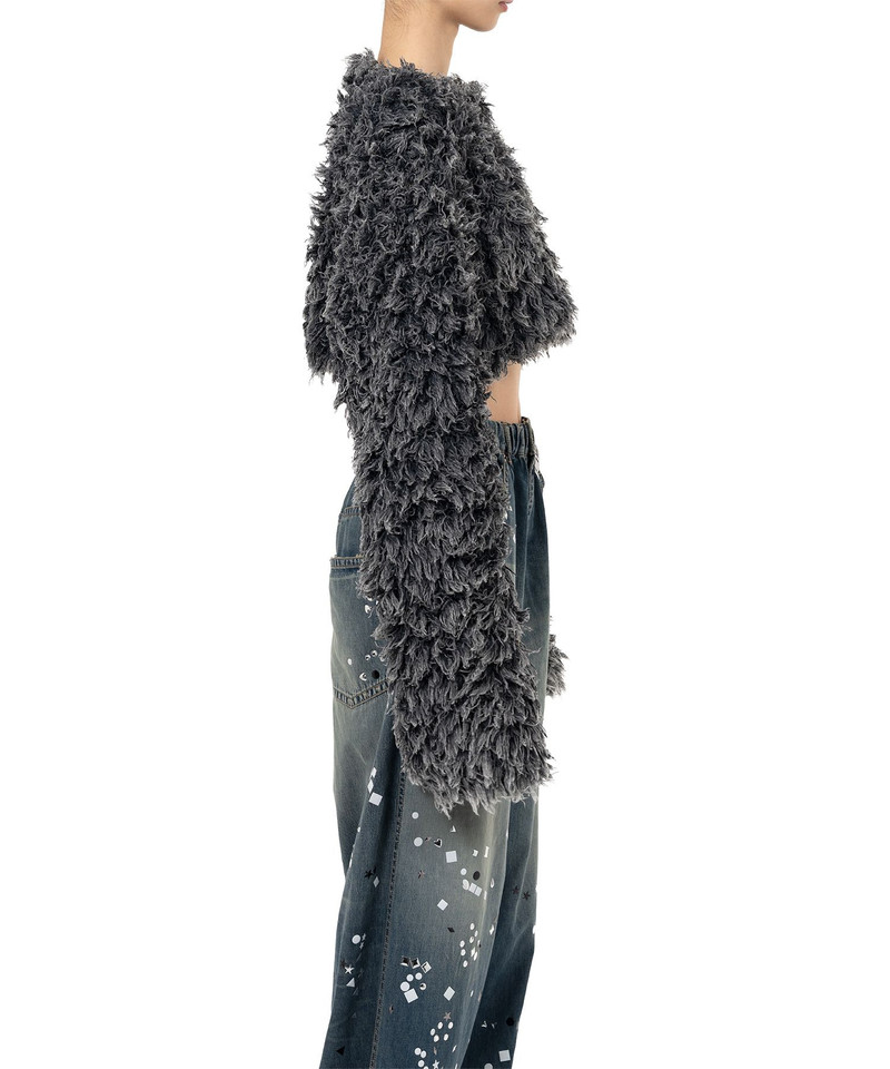Bleached Shaggy Cropped Knit Sweater 6