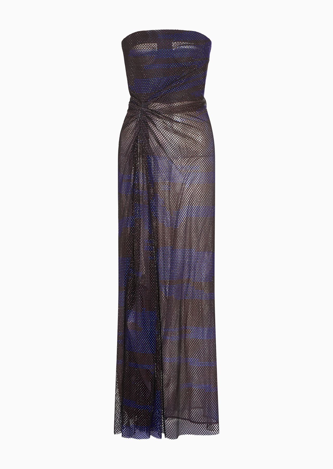 Printed bodice long dress with all-over decorative crystals - 1