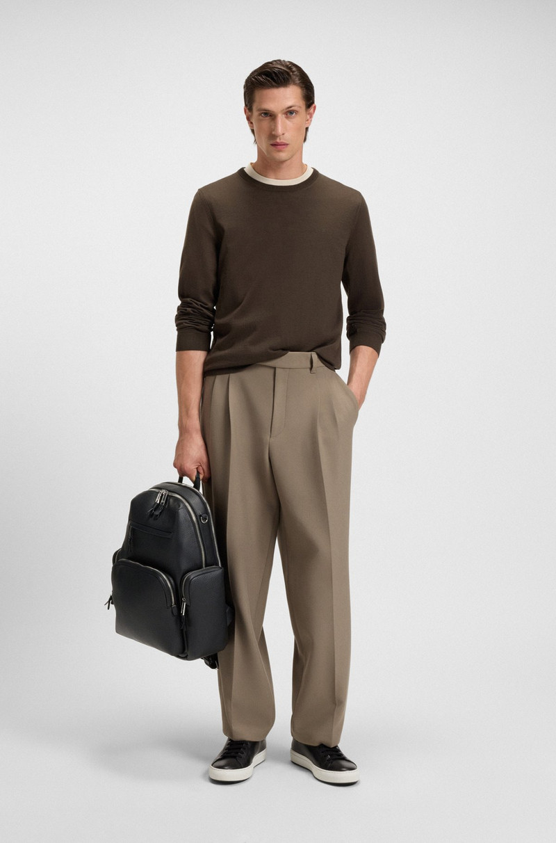 BOSS ITALIAN-LEATHER BACKPACK WITH ZIPPED SIDE POCKETS outlook