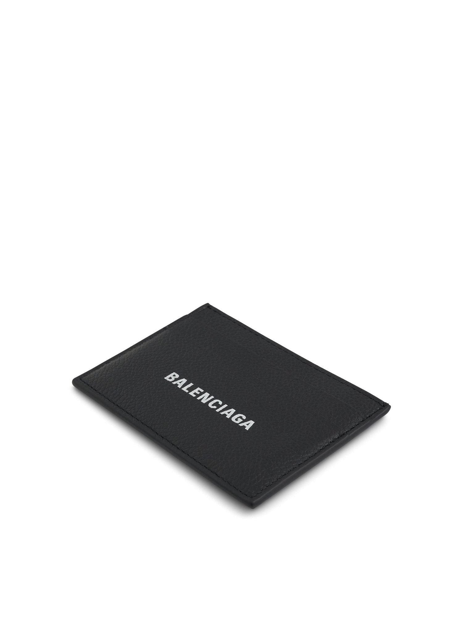 Grained Leather Cash Card Holder in Black/White - 3