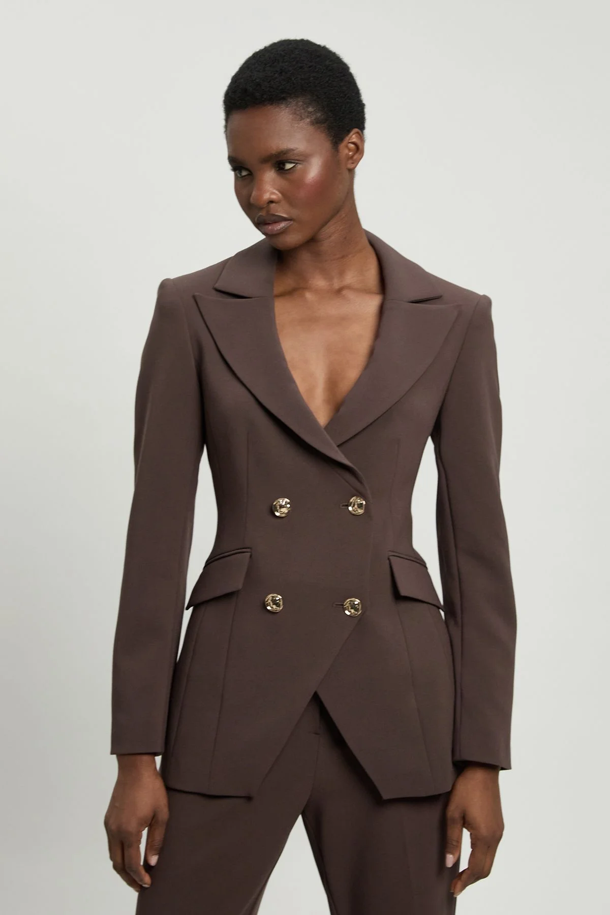 Compact Stretch Double Breasted Blazer - 1