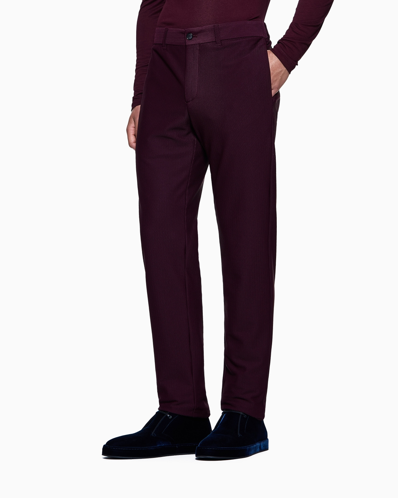 TECHNICAL WAFFLE FLAT-FRONT TROUSERS - 4