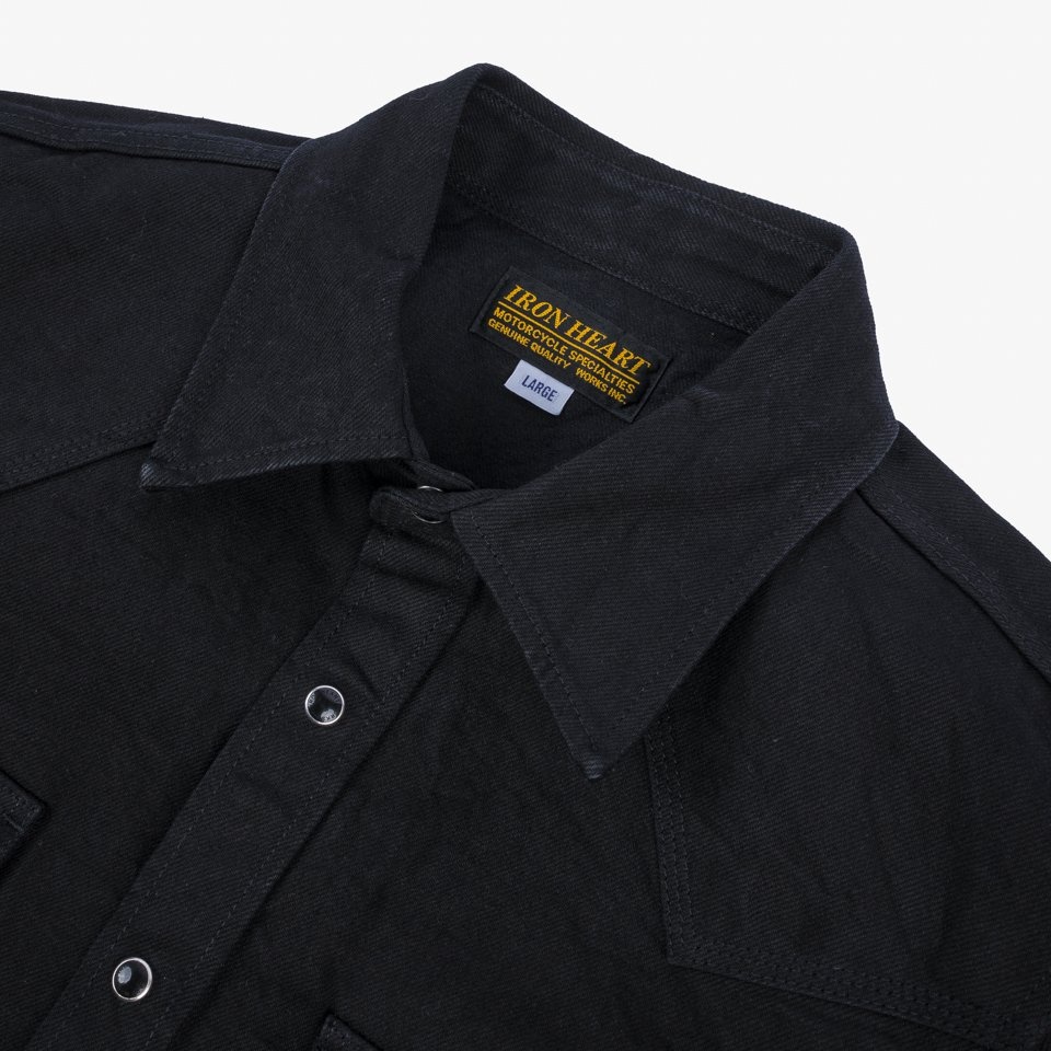 IHSH-396-BLK 13.5oz Denim Western Shirt - Black - 6
