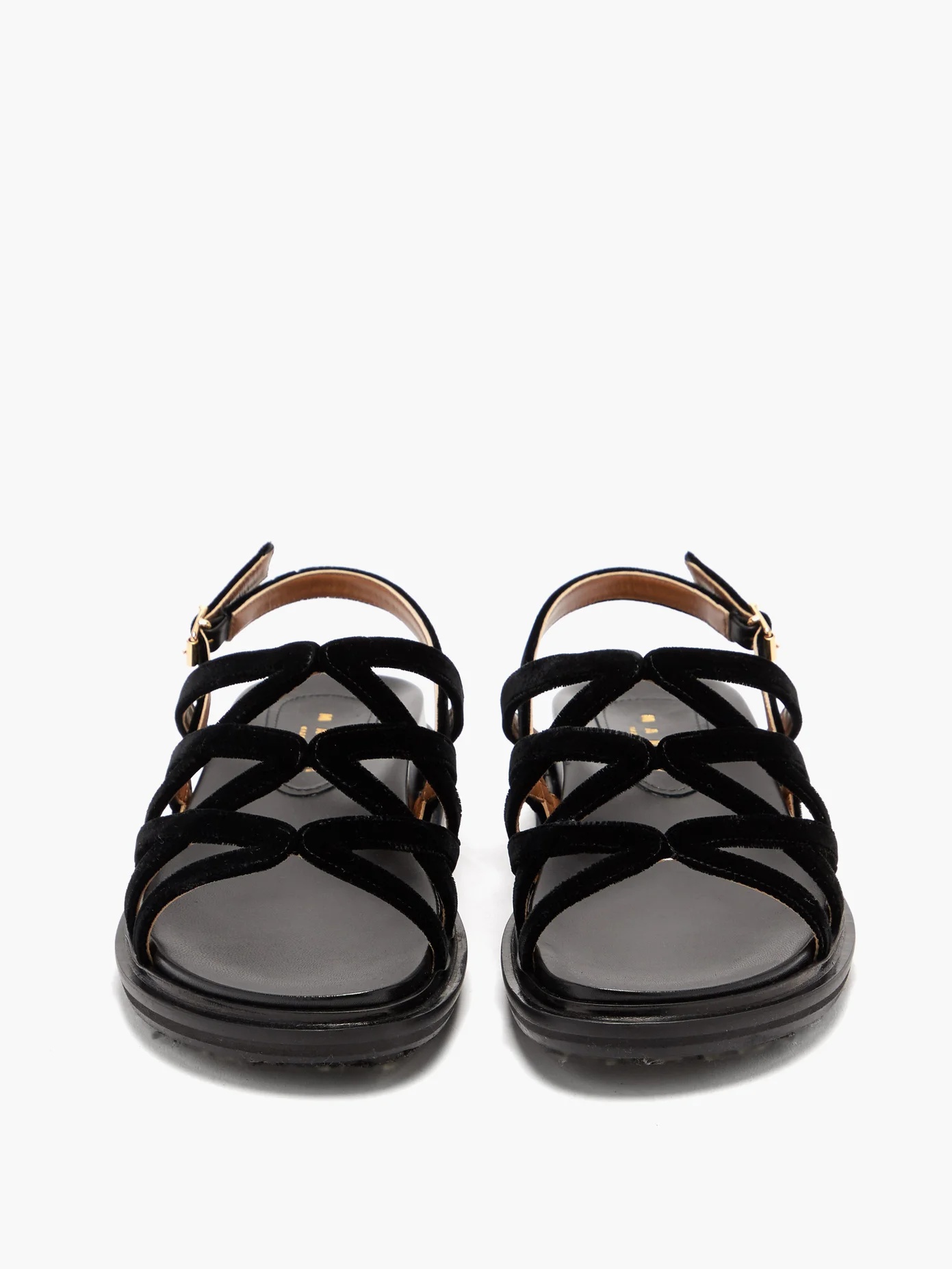 V-strap velvet slingback sandals - 5