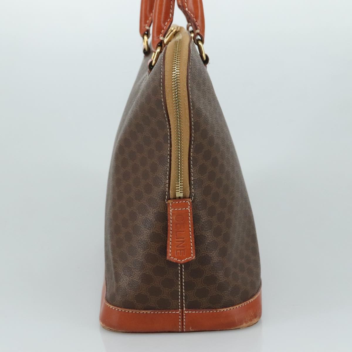 CELINE Macadam Canvas Hand Bag Pvc Leather Brown Gold - 3