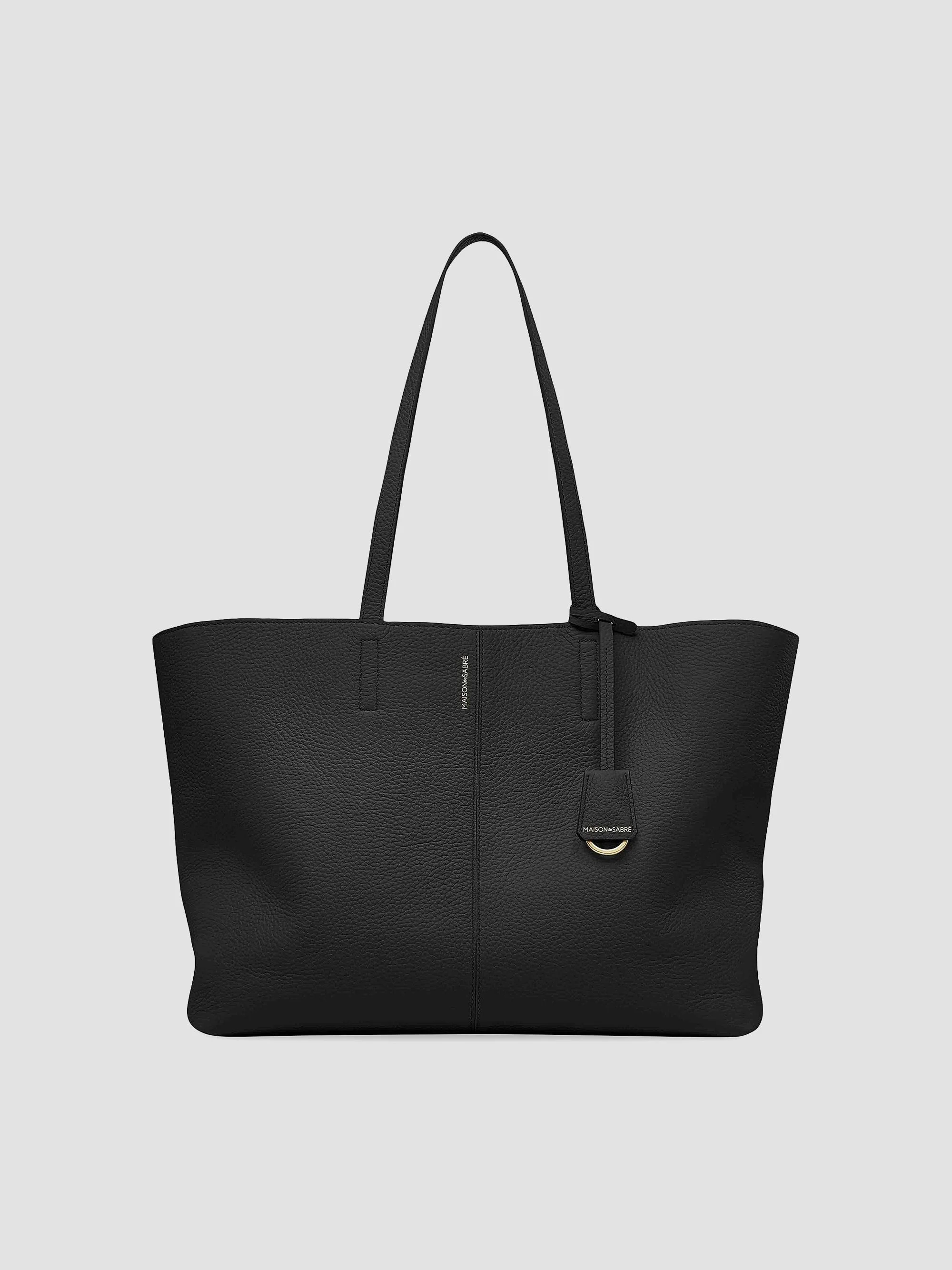Women's Large Leather Snap Soft Tote Bag - Rouge Noir - 1