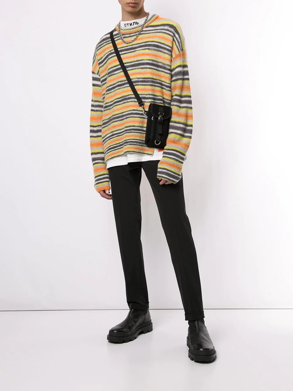 split-hem striped sweater - 2