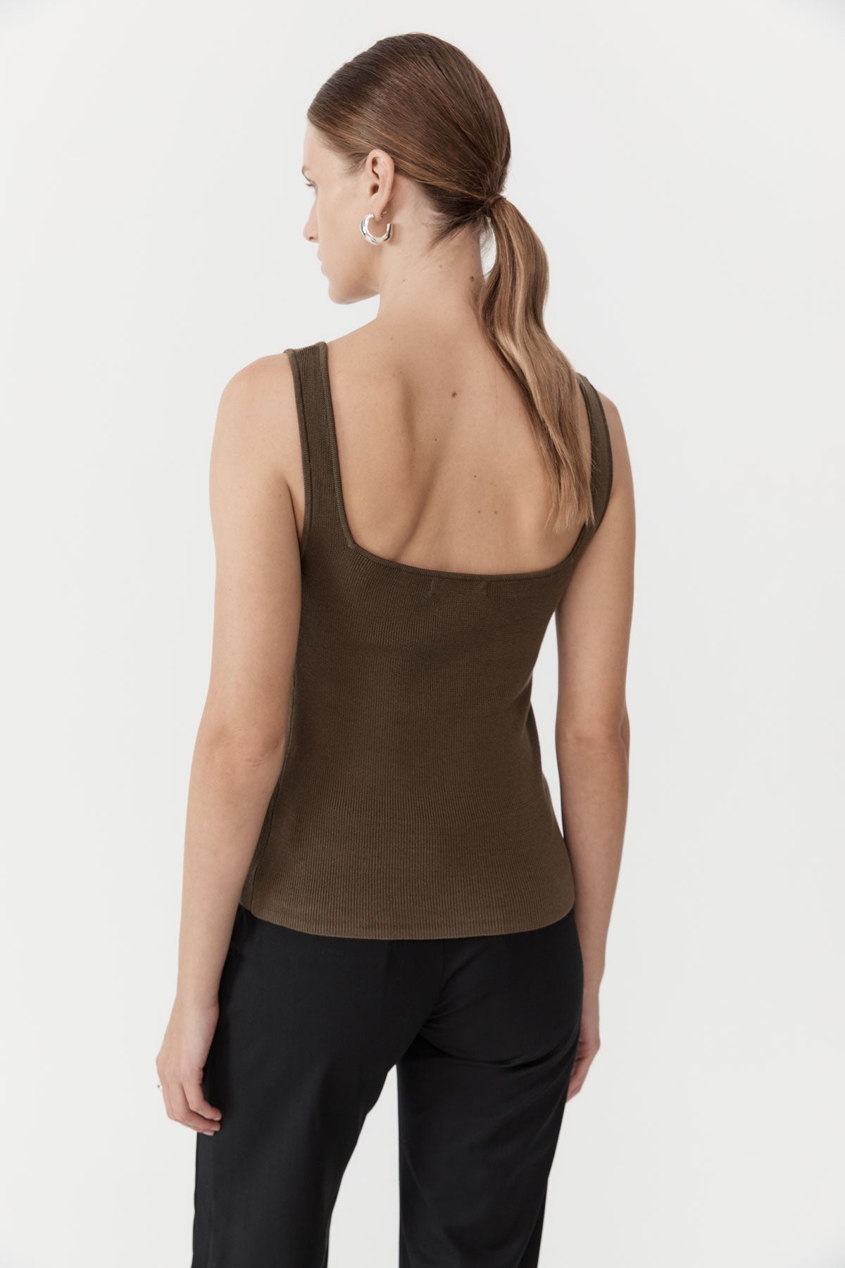 Square Neck Knit Singlet - Kelp - 6