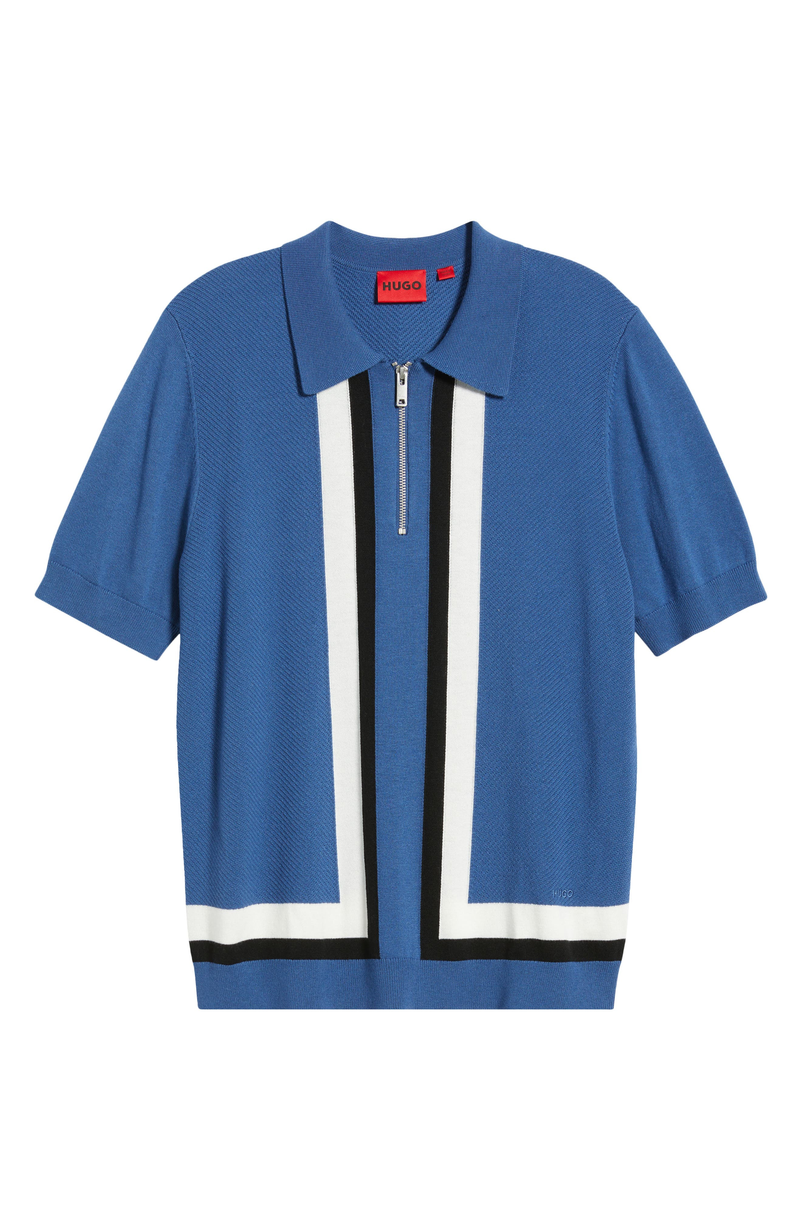 HUGO Sholpone Half Zip Polo in Medium Blue at Nordstrom - 5
