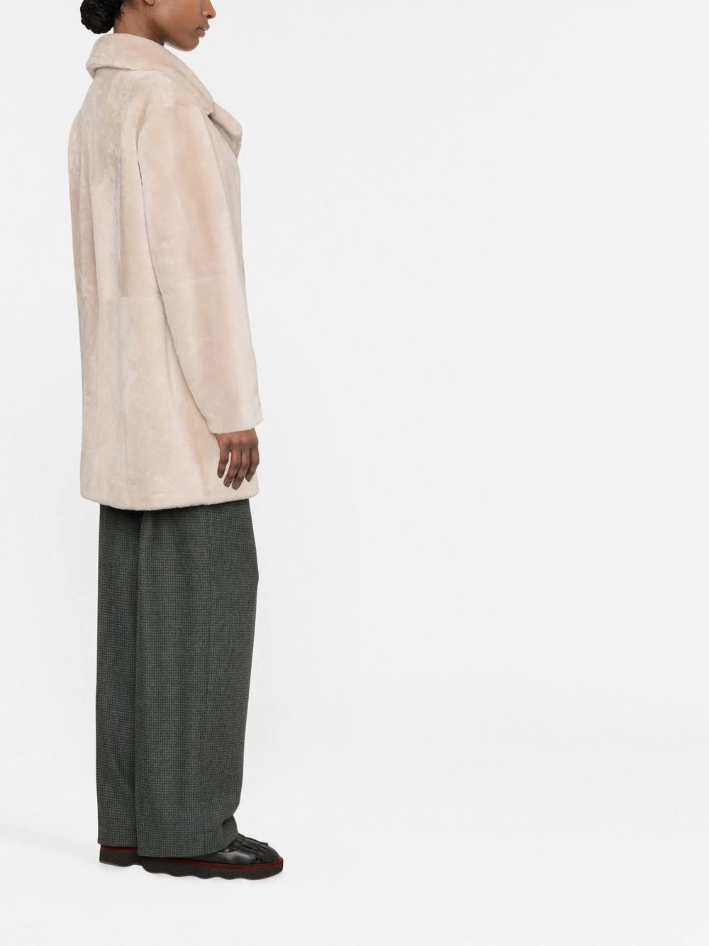 fitted lamb-fur short coat - 5