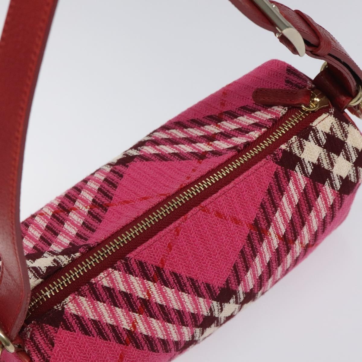 Burberry Nova Check Blue Label Hand Bag Canvas Pink Gold - 6