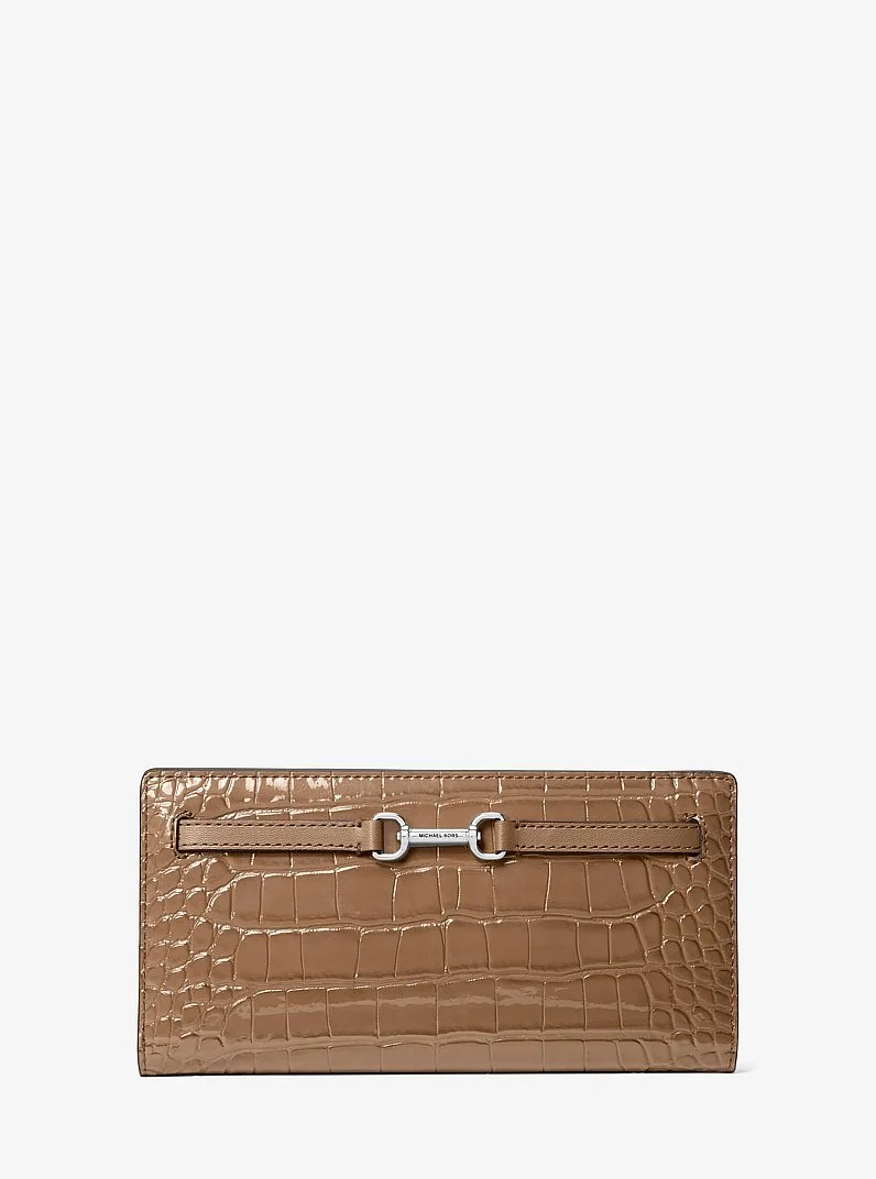 Carson Large Patent Crocodile Embossed Wallet - 1