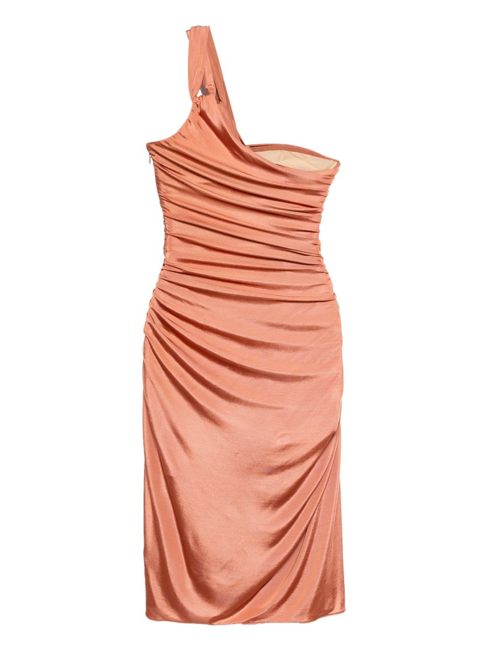 one-shoulder twist-front cocktail dress - 2