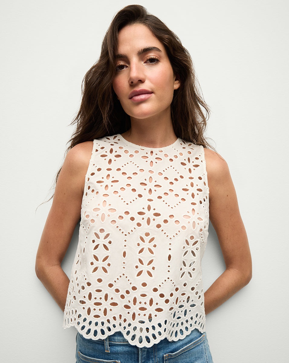 ADELYN COTTON EYELET TANK - 2