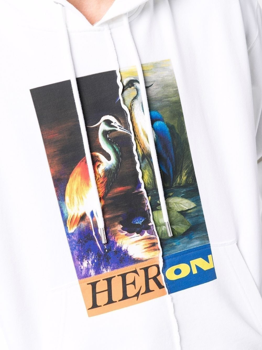 heron-print cotton hoodie - 5